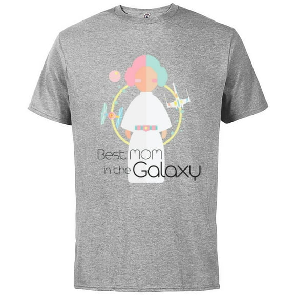 Star Wars Princess Leia Best Mom in the Galaxy - Short Sleeve Cotton T-Shirt for Adults - Customized-Athletic Heather