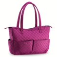 thumbnail image 3 of KIOTA Beauty Bag - Ideal for Bottles - Makeup Brush Storage Pocket and Outer Pockets - Quilted Finish Shoulder Bag Cosmetic Organizer - Orchid, 3 of 9