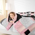 thumbnail image 5 of Manfei Glitter Plaid Print Full Size Bedding Sets, Bling Geometric Full Size Bed in a Bag, Pink Black and Silver, Black Reversible 7-Piece, 5 of 6