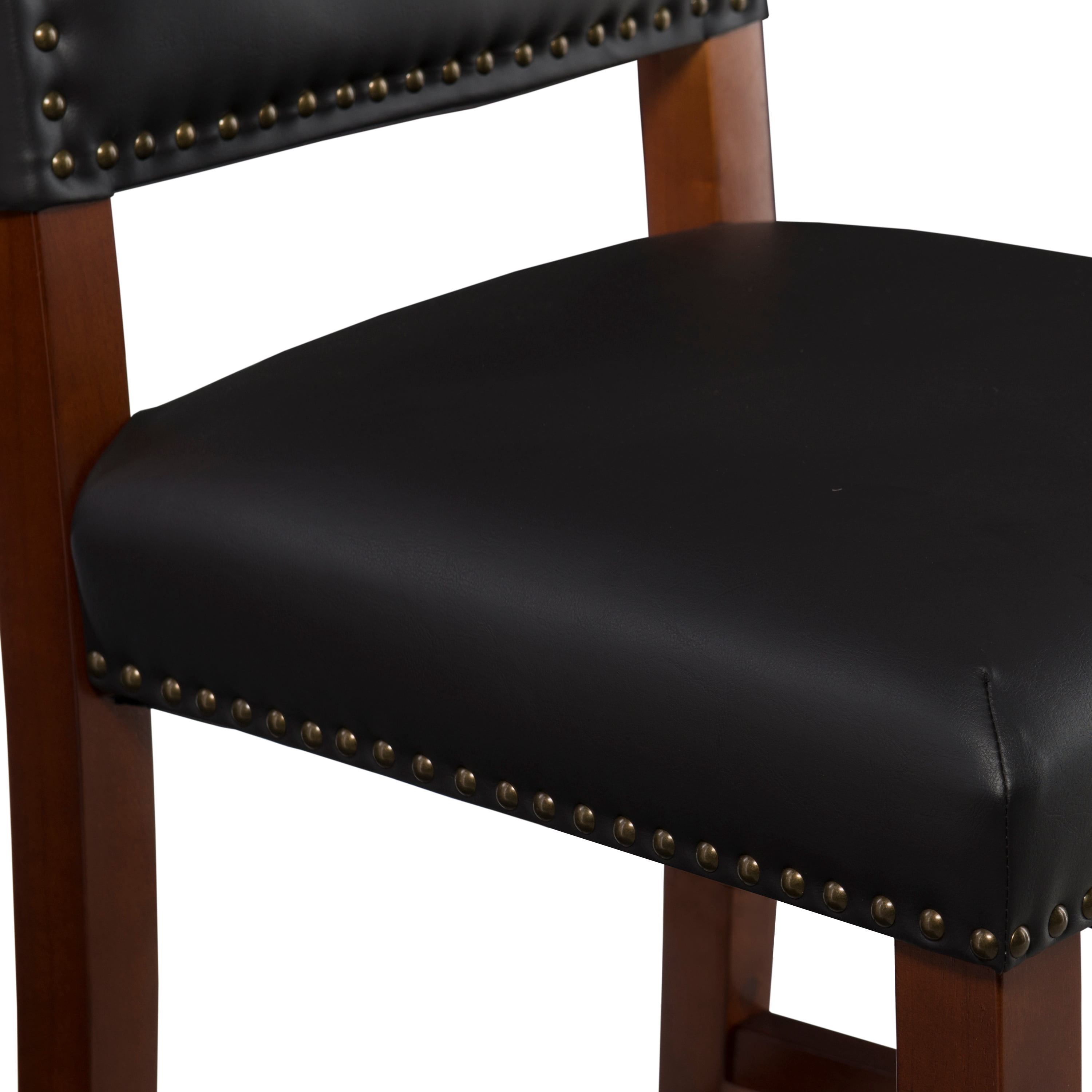 Linon Bristol 24" Indoor Wood Counter Stool, Black Faux Leather