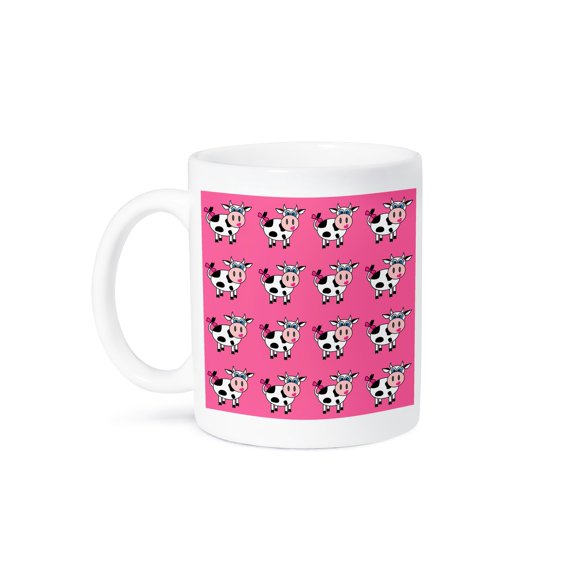 3dRose, Happy Cow Girl Pink Print, 15oz Mug
