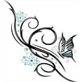 thumbnail image 3 of Tattoo Duvet Cover Set, Leaf Like Design Flowers and a Flying Butterfly Image Illustration Print, Decorative 3 Piece Bedding Set with 2 Pillow Shams, Queen Size, Blue Black and White, by Ambesonne, 3 of 3