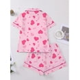 thumbnail image 2 of Emy Dola Womens Valentine's Day Pajamas Set Button Down 2 Piece Sleepwear Summer Short Sleeve Tops and Shorts Pjs Set S-2XL, 2 of 6