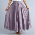 thumbnail image 3 of Women's Stretchy Waist Flowy Midi Skirt For Daily Wear Vacation Dance Comfortable Elastic High Waist Long Skirt Basic Solid Color Casual Boho Skirt Short Skirt Can Can Skirt Skirt with Shorts, 3 of 6