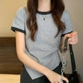 thumbnail image 5 of FRSASU Women's T-Shirts Short Sleeve Tops Summer Casual Blouse Crew Neck Pullover Basic Shirt Loose Fit Tee Gray, 5 of 7