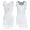 thumbnail image 7 of Aislor Women Lyrical Dance Rhinestone Figure Skating Leotards Dress Ballet Dancewear White S, 7 of 7
