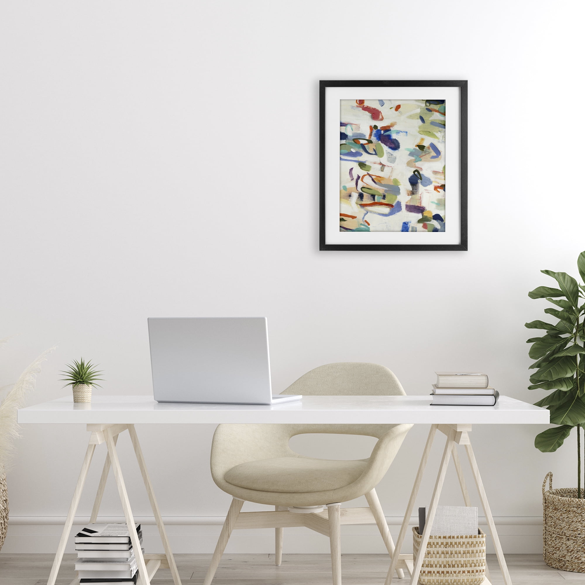 Stupell Industries Expressive Composition Brushstrokes Black Framed Print Under Glass, design by Lisa Ridgers