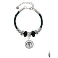 thumbnail image 2 of Delight Jewelry Silvertone Domed Black EMT Big Sister Celtic Knot Leather Bead Bracelet, 7"+2" Extender, 2 of 4