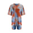 thumbnail image 3 of ibiyuan Womens Lounge Sets 2 Piece Outfits Women's Fashion Gradient Tie Dye Print Loose Streetwear Tshirt and Tight Shorts Two Piece Casual Summer Outfit Set, 3 of 5