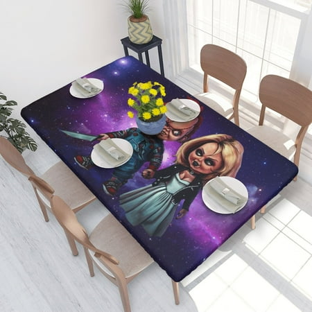 

Bride Of Chucky Elastic Edged Table Cover Reusable Fitted Rectangle Tablecloth For Dining Kitchen Party 2.5X4ft