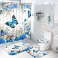 thumbnail image 1 of Juego de cortinas de ducha Ikfashoni con forma de flor y mariposa azul, 4 unidades, 1 of 7