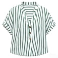 thumbnail image 5 of ITSAME Womens Plus Size Blouses V-Neck Short Sleeve Striped Button Up Shirts Business Work Tops Green Size L, 5 of 5