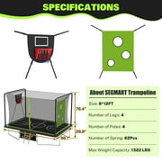 8X12FT Rectangular Trampoline with Enclosure Net, SEGMART Big Outdoor Rectangle Trampoline with Basketball Hoop, Large Square Trampoline 1322LBS Weight Capacity with Storage Bag for Kids, Adults