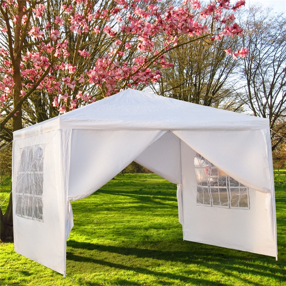 uitvinden Barmhartig Alfabetische volgorde SEGMART 10' x 10' Outdoor Event Canopy Tent with 4 SideWalls, White Backyard  Tent LLL543 - Walmart.com