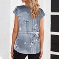 thumbnail image 4 of Summer Outfits for Women Vintage Floral Print Short Sleeve Tops Plus Size Satin Blouse Dressy V Neck Tops Camisetas Para Mujer, 4 of 6