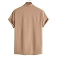 thumbnail image 2 of Camisas Vaqueras Para Hombre Manga Corta Moda de primavera y verano para hombre, camisa informal de manga corta con cuello levantado, camisetas transpirables para hombre (Khaki, 5XL), 2 of 4