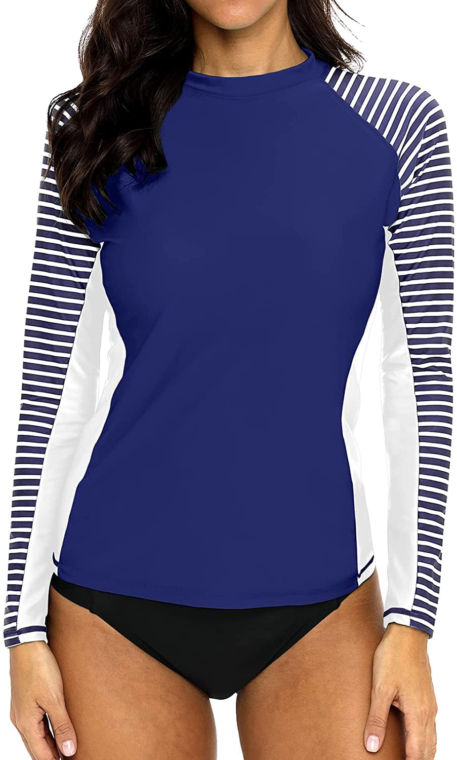 CharmLeaks Women's Printed Rash Vest Long Sleeve UV Swim Shirts Rash Guard Tops 