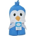 thumbnail image 2 of Luvable Friends Baby Boy Cotton Animal Face Hooded Towel, Blue Penguin, One Size, 2 of 3