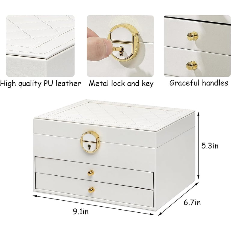 Gogcaro 3-Layer Jewelry Box with Lock and Mirror photo 6