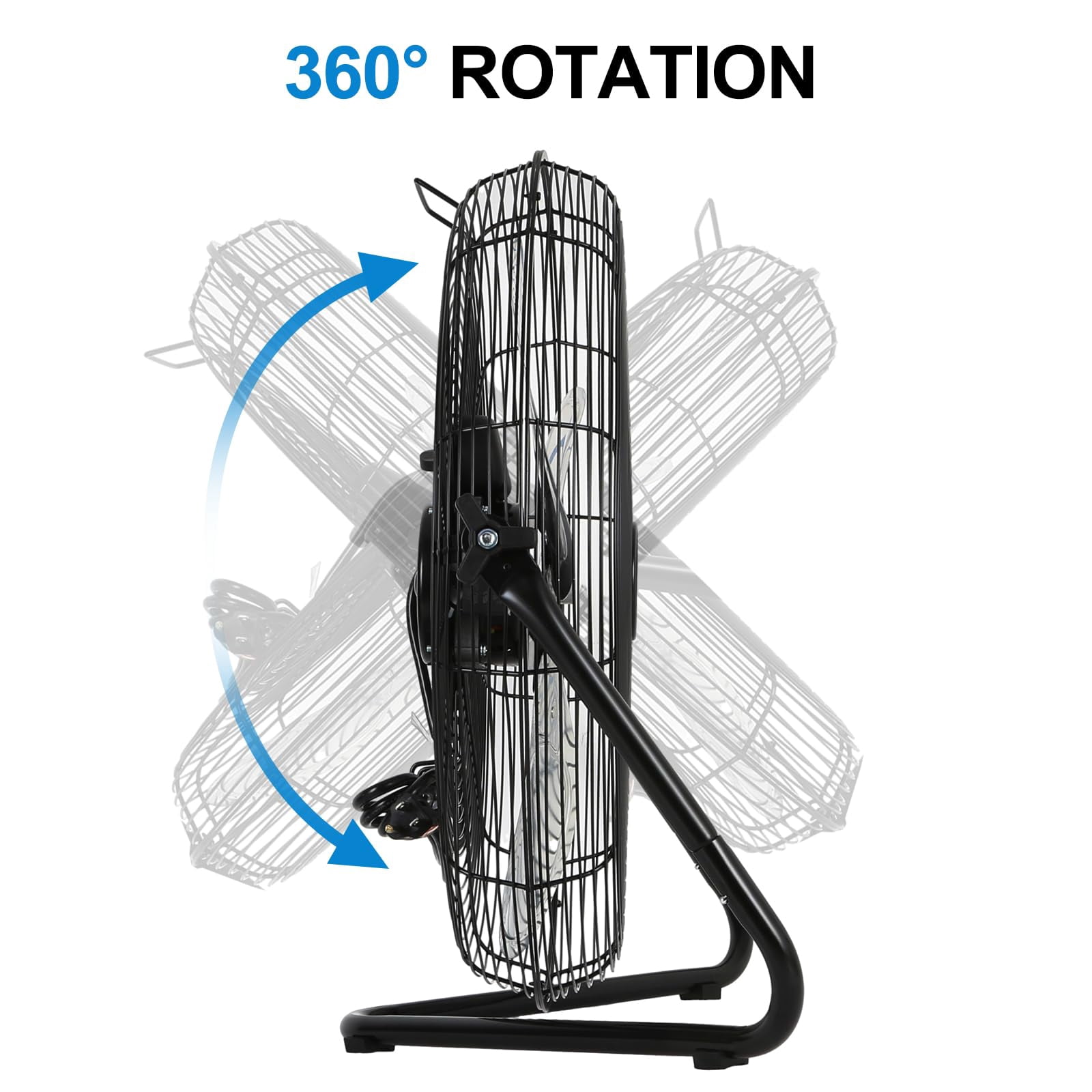 Achazel 20" High Velocity Floor Fan 3-Speed 5200 CFM Industrial Shop Fan Heavy Duty Metal with Wall Mount System for Garage Workshop Commercial Use