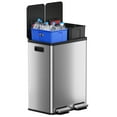 thumbnail image 3 of 16 Gallon Stainless Steel Dual Compartment Combo Step Pedal Trash Can and Recycle Bin Silver, 3 of 7