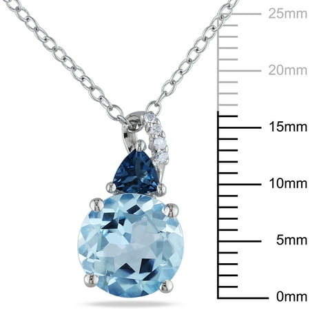 3-5/8 Carat T.G.W. Sky Blue Topaz and London Blue Topaz with Diamond Accent Sterling Silver Fashion Pendant, 18