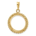 thumbnail image 3 of 14k Yellow Gold Twisted Wire Edge Prong Setting Coin Bezel Pendant Mounting - Fits 16.5mm, 3 of 4