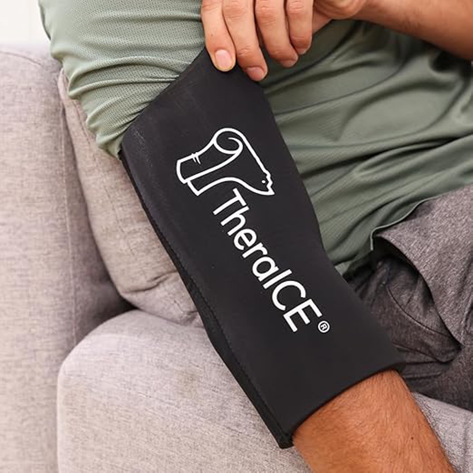TheraICE Elbow Ice Pack Compression Sleeve for Injuries, Reusable Gel Cold Packs Brace, Shin Splints, Calf Strain, Flexible Cold Wrap Recovery for Tennis Elbow, Tendinitis Pain Relief (S)