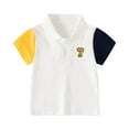 thumbnail image 2 of Cethrio Kids Boys Polo Shirts, Pullover Buttons Summer Cotton Short Sleeve Polos White Size 3-4 T, 2 of 8