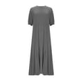 thumbnail image 5 of asdoklhq Dress for Women Fashion Women Summer Casual Round-Neck Short Sleeve Solid Long Dress Gray 3X, 5 of 6