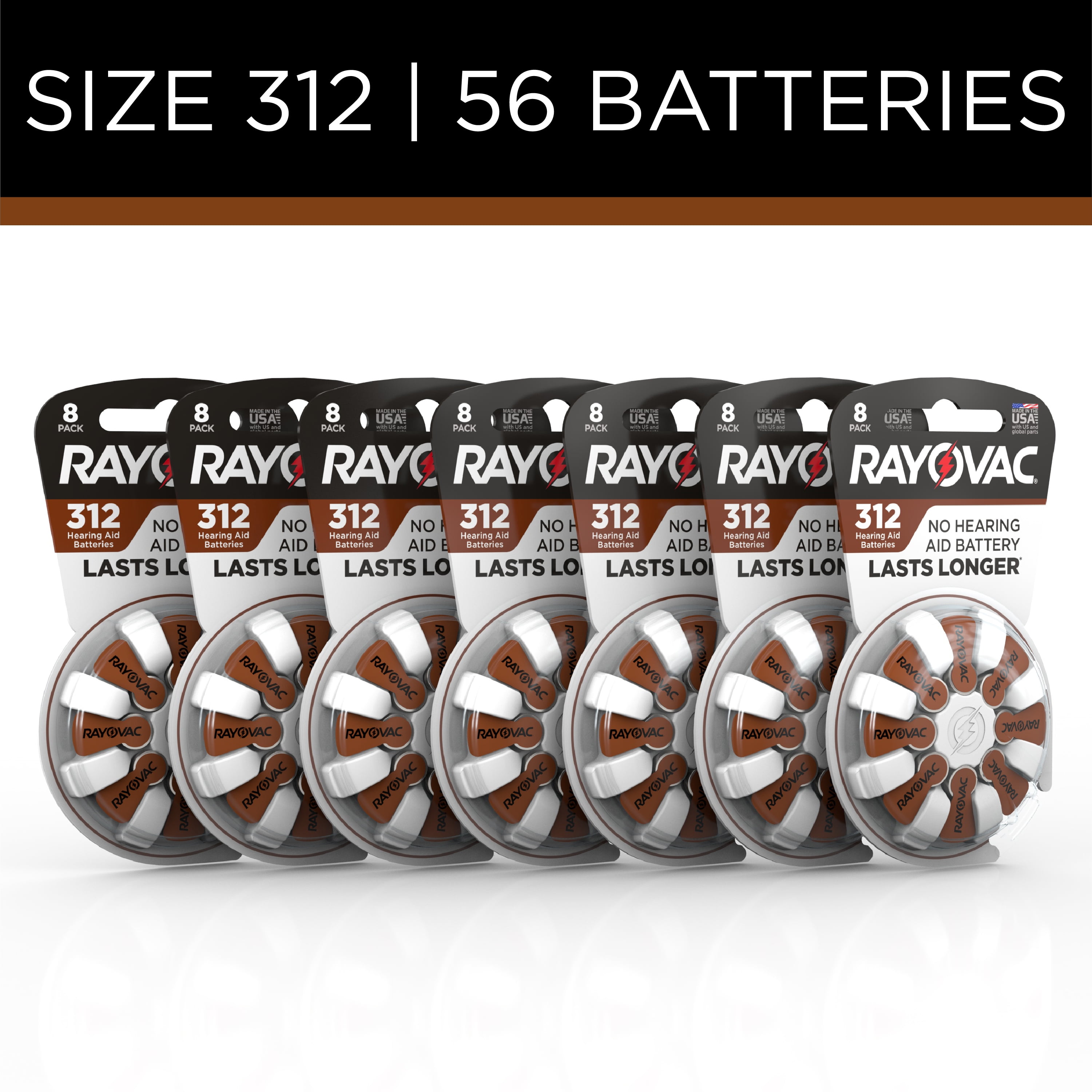 Rayovac Hearing Aid Batteries Size 312 Hearing Aid Batteries, 56Pack