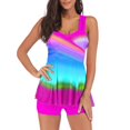 thumbnail image 1 of Plus Size Swimsuits For Women Tummy Control Rainbow Swimwear Two Piece Swimdress With Shorts, 1 of 2