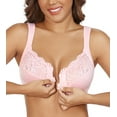 thumbnail image 4 of Exerin Women's Plus Size Front Closure U-Back Underwire Wide Strap Everyday Bra(Pink,34DD), 4 of 5