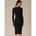thumbnail image 4 of DARING DIVA V Neck Long Sleeve Slim Fitted Midi Dress XS Black, 4 of 6