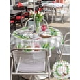 thumbnail image 4 of Spring Botanical Outdoor Tablecloth - 60 Inch Round Dining Table Cover, Garden Birds Floral Leaves Gray Plaid Waterproof Outdoor Table Cloth with Umbrella Hole & Zipper for Picnic/Patio/Party, 4 of 7