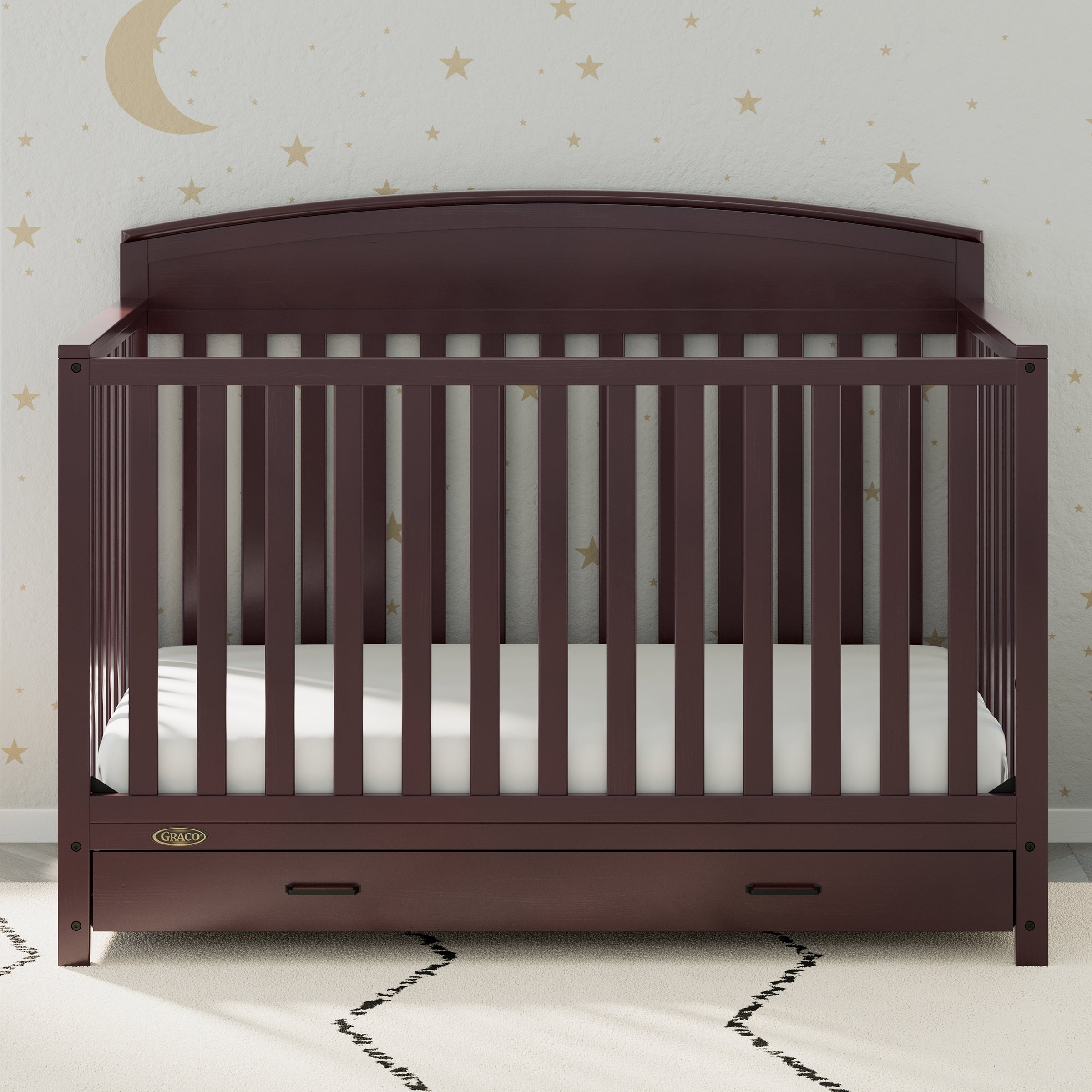 Graco Benton 5-in-1 Convertible Crib with Drawer and Premium Crib & Toddler Mattress Bundle, Espresso
