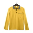 thumbnail image 5 of Mens Polo Shirts Lightweight Casual 3/4 Sleeve Button Up Collared Golf Tops with Pocket Loose Fitting Breathable Trendy Shirts for Men Yellow L, 5 of 9