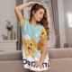thumbnail image 3 of Balery Cute Dog In Bathtub1 Camisón de manga corta con cuello redondo para mujer, cómodo y elegante., 3 of 6