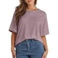 thumbnail image 2 of MOSHU Oversized T Shirts for Women Quilting Stitching Womens Shirts Classic Trendy Casual Tops, 2 of 7