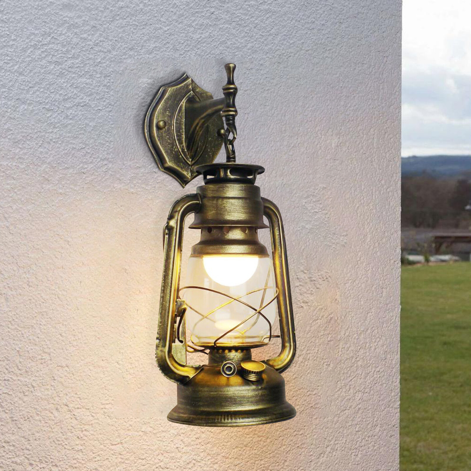 Outdoor Vintage Antique Rustic Lantern Lamp Retro Wall Sconce Light Fixture E27 for Shop Entrance, Park