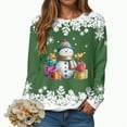 thumbnail image 2 of Towmus Ugly Christmas Sweatshirts for Women Light Up Shiny Snowman Print Long Sleeve Pullover Fall Xmas Crewneck Sweatshirts, 2 of 7