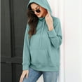 thumbnail image 2 of Women's Hoodies Sweatshirts Solid Color Long Sleeve Turtleneck Kangaroo Pocket Hooded Tops Casual Loose Fall Pullover, 2 of 7