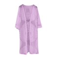 thumbnail image 7 of JIAYUE Women's Swimsuit Cover-Ups Half Sleeve Cardigan Solid Color Lace Knee Length Embroidered Top Holiday Bathing Suit Cover Up Cardigan, 7 of 7