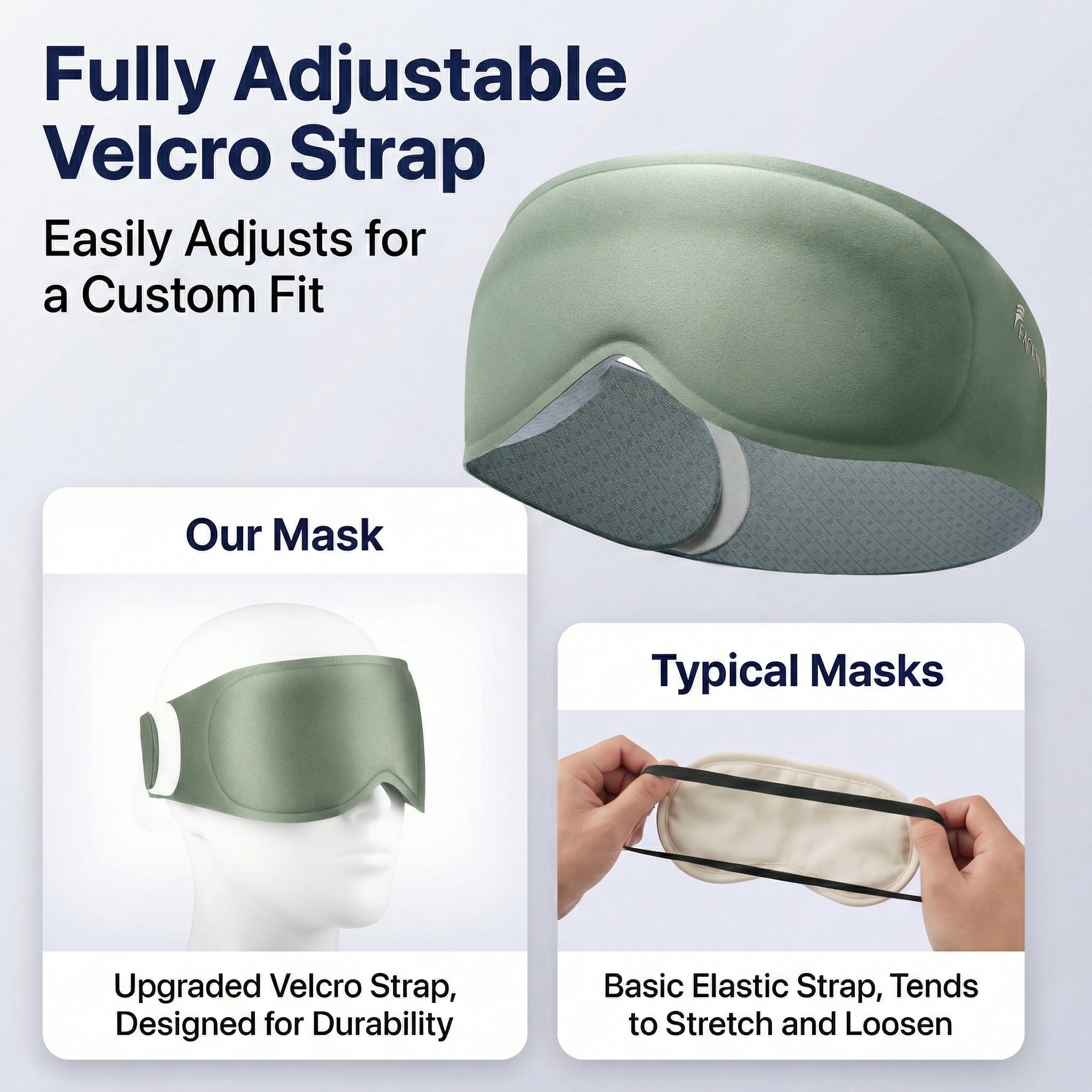 FACEMOON 3D Contoured Blackout Sleep Mask Weighted for Men and Women Tranquil Outdoor Sleep Experience Soft Memory Foam Zero Eye Pressure Relaxation Green