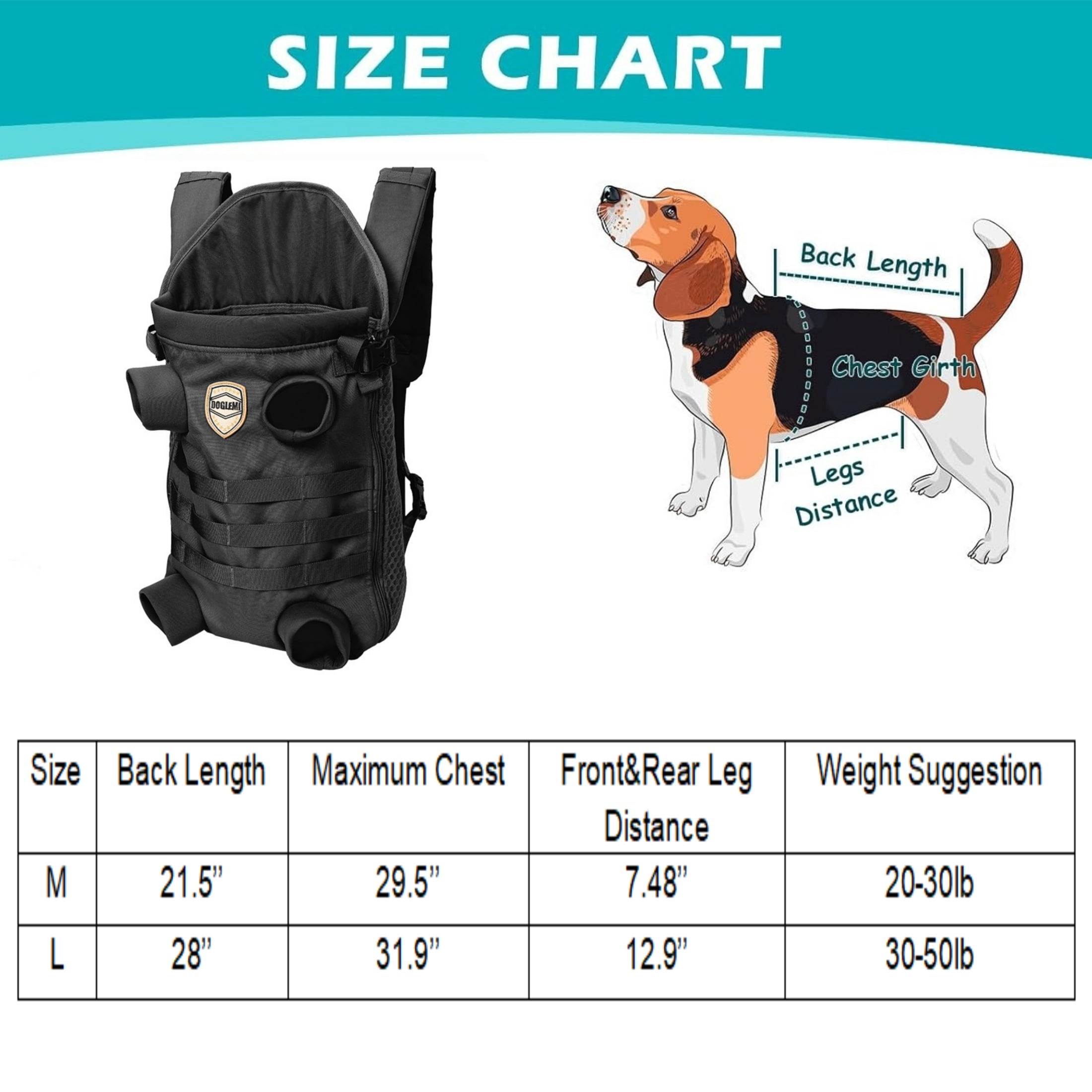 Newborn Brand Dog Front Carrier Backpack for Small Dogs,Breathable Hands-Free Legs Out Pet Travel Bag for Outdoor Camping, 30X21.7X15 inch ,Black,m