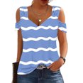 thumbnail image 2 of Camisas de Manga Corta para las Mujeres, Cuello en V Plegable de Impresión Del Hombro Top Casual Hecho de Poliéster Cómodo para el Verano, Tops de Bikini para las Mujeres, 2 of 9