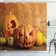 thumbnail image 1 of Ambesonne Autumn Pumpkin Shower Curtain, Jack O Lantern Carve, 69"Wx75"L, Orange Persian Orange, 1 of 3