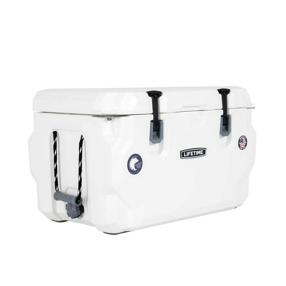 Lifetime 65 qt Bear-Resistant Camping Cooler, Premium High Performance, Ice Retention, Hard Cooler, 75 Can Capacity, White (91005)