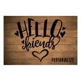 thumbnail image 3 of Personalized Planet 27x18 Hello Friends Doormat with Custom Family Name Printed on Brown Rectangular 1/4” Thick Non Slip Mat with Heart Design for Kitchen Hallway Deck or Porch, 3 of 6