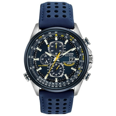 - Citizen Men's Eco Drive Blue Angels World Chronograph A-T AT8020-03L Blue Polyurethane Coated Leather Strap with Blue Dail Watch